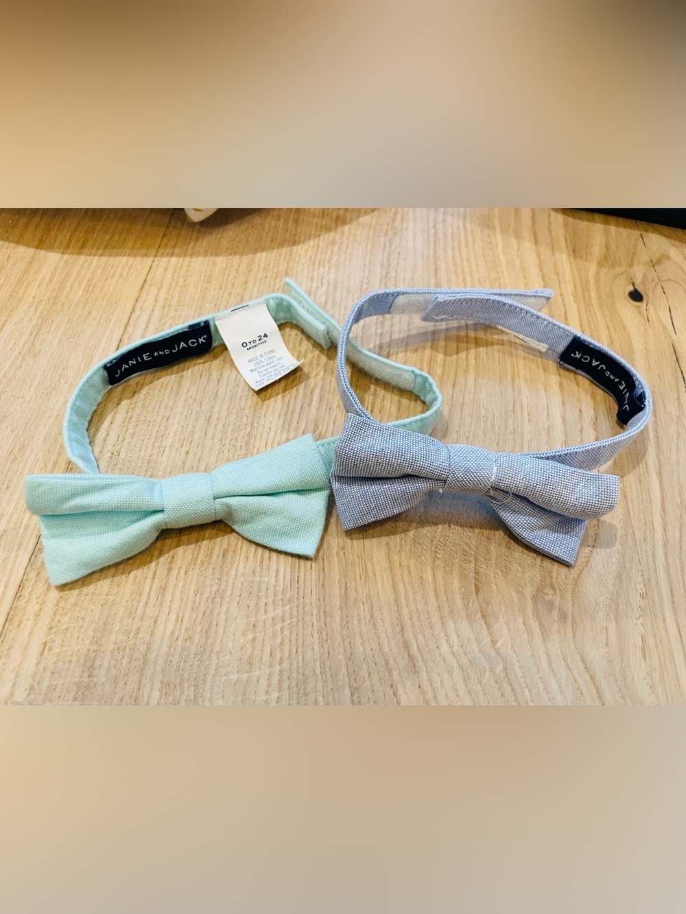 Janie and Jack Boys Bow Tie Set (2) Adjustable 0–24M Mint Green and Blue